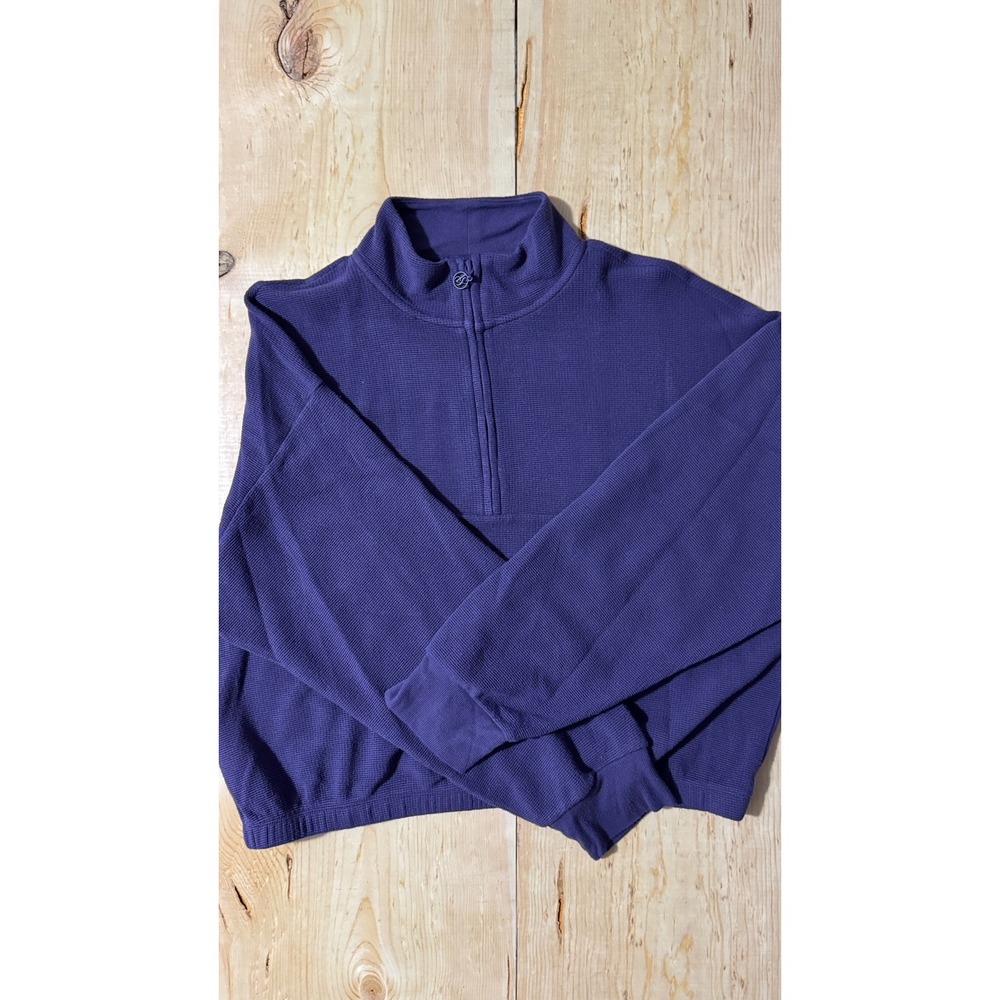 Victorias Secret Purple‎ Waffle Knit Quarter Zip Pullover Mock Neck XL